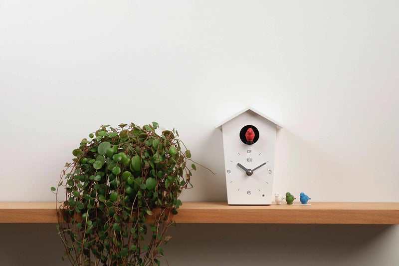KOOKOO Birdhouse Mini White, Tiny Modern Cuckoo Clock with 12 Natural Bird Songs or Cuckoo Call - Image 5